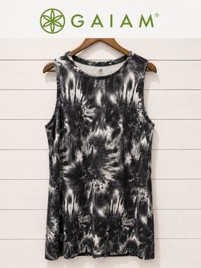 Gaiam Black & White Tie-Dye Sleeveless Dress – Size XL